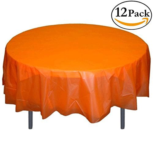 84" Orange Wedding Birthday Round Party Tableware Plastic Table Cover 